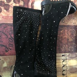 Girls over the knee boots with beaded detail
